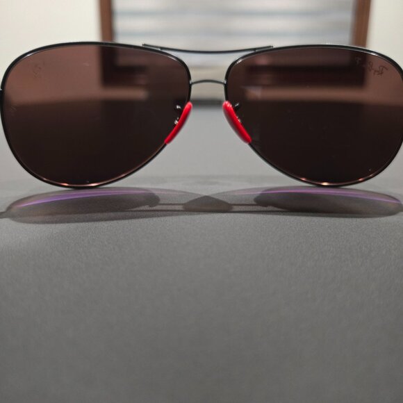 Ray Ban Scuderia Ferrari Silver Mirror Chromance Aviator Sunglasses RB8313M - Picture 10 of 16